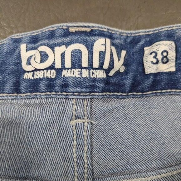 VINTAGE Born Fly Jean Shorts Distressed Sour Patch Candy Theme JNCO Y2K SKATER - Picture 3 of 14